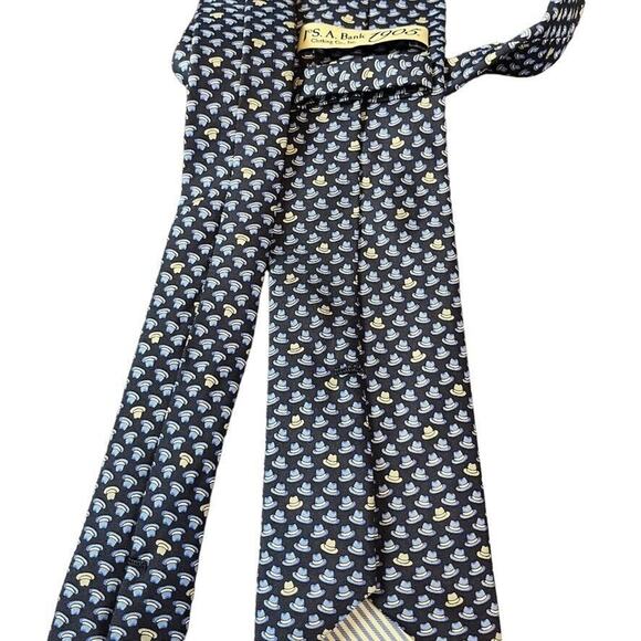 Jos A Bank Joseph 1905 Blue Fedora Hat Print Mens 100% Silk Necktie Neck Tie - Picture 13 of 15